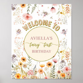 Fantasy wildblomma fairy First Välkomsttecken Poster