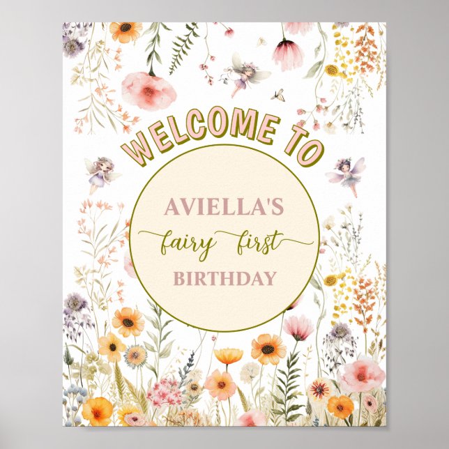Fantasy wildblomma fairy First Välkomsttecken Poster (Framsidan)