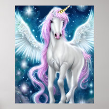 Fantasy Winged Unicorn med Rosa Hair