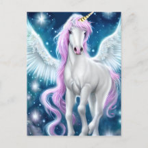 Fantasy Winged Unicorn med Rosa Hair