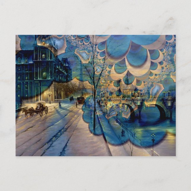 Fantasy Winter i Paris Vykort (Framsida)
