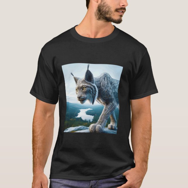 Fantasy Wired Lodjur Skog T Shirt (Framsida)