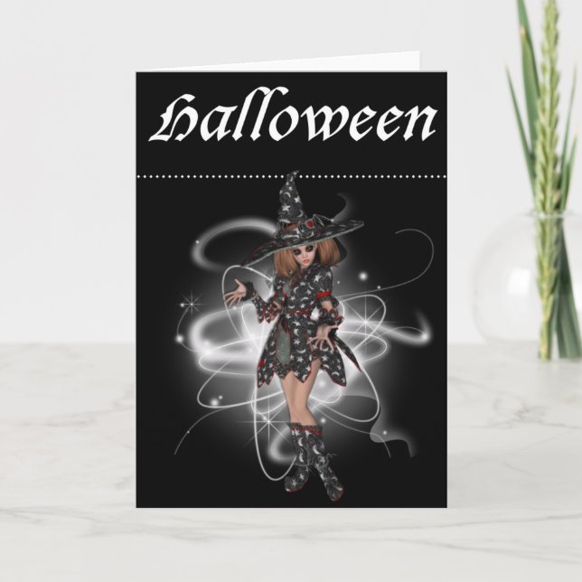 Fantasy Witch 6 Halloween Greeting Card Kort (Framsida)