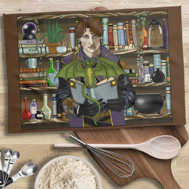 Fantasy Wizard Bokar Dragon Posts Kökshandduk (Skapare uppladdad)