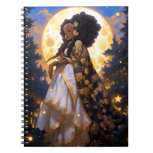 Fantasy Woman African American Art Anteckningsbok (Framsidan)
