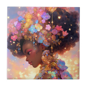 Fantasy Woman African American Art Kakelplatta