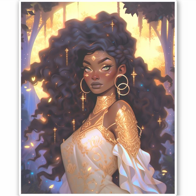 Fantasy Woman African American Art Klistermärken (Framsida)