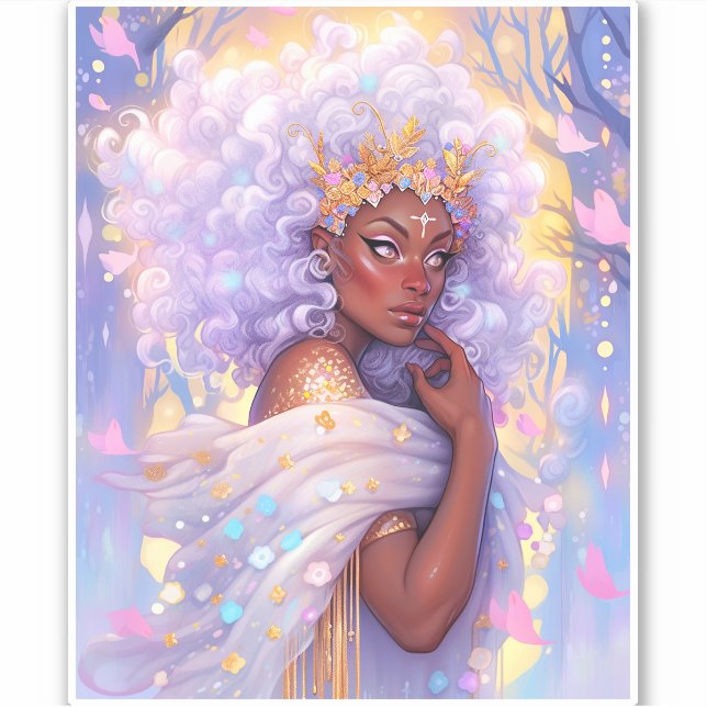 Fantasy Woman African American Art Klistermärken (Framsida)