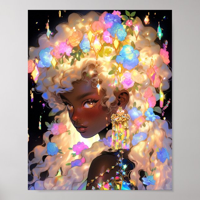 Fantasy Woman African American Art Poster (Framsidan)