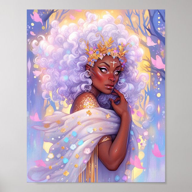 Fantasy Woman African American Art Poster (Framsidan)