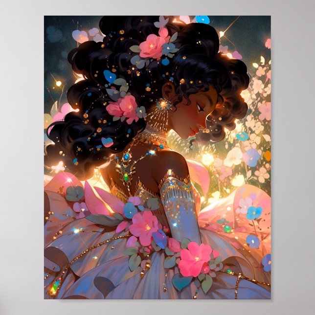 Fantasy Woman African American Art Poster (Framsidan)