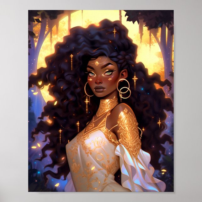 Fantasy Woman African American Art Poster (Framsidan)