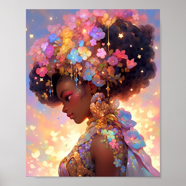 Fantasy Woman African American Art Poster (Framsidan)