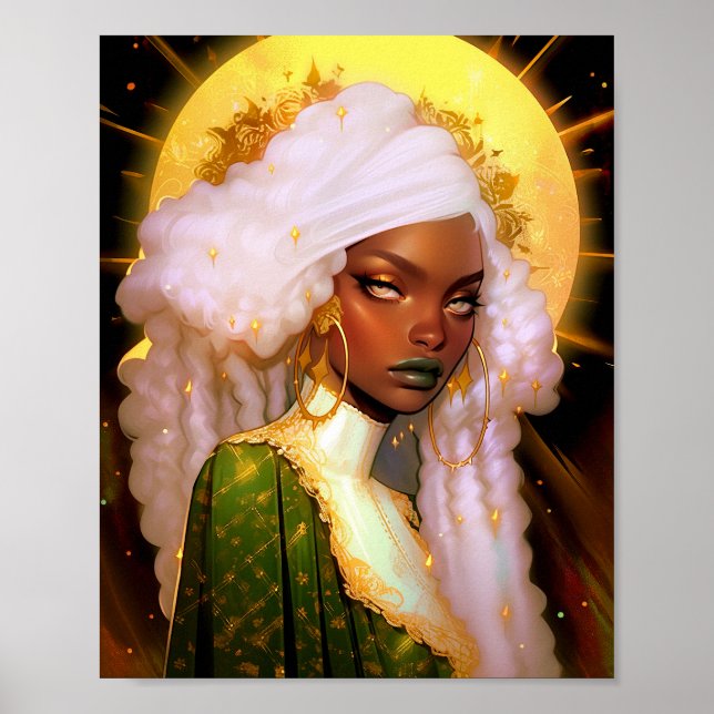 Fantasy Woman African American Art Poster (Framsidan)