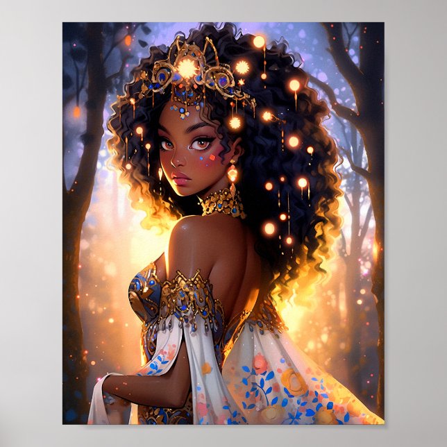 Fantasy Woman African American Art Poster (Framsidan)