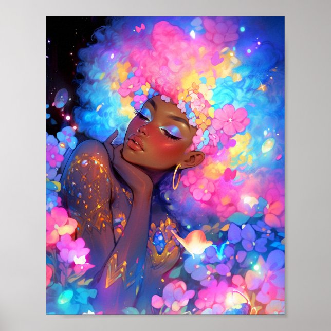 Fantasy Woman African American Art Poster (Framsidan)