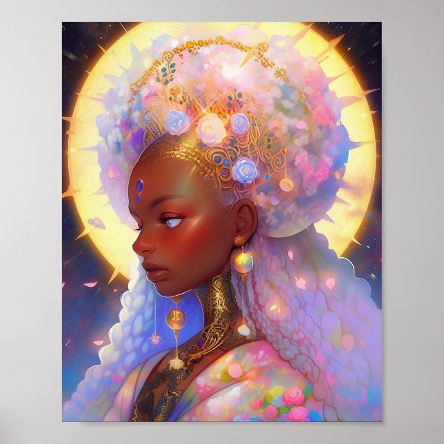 Fantasy Woman African American Art Poster (Framsidan)