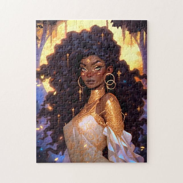 Fantasy Woman African American Art Pussel (Vertikal)