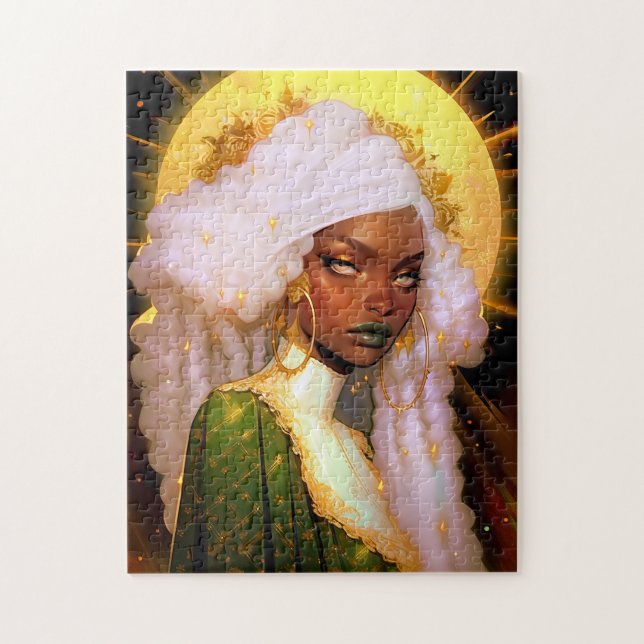 Fantasy Woman African American Art Pussel (Vertikal)