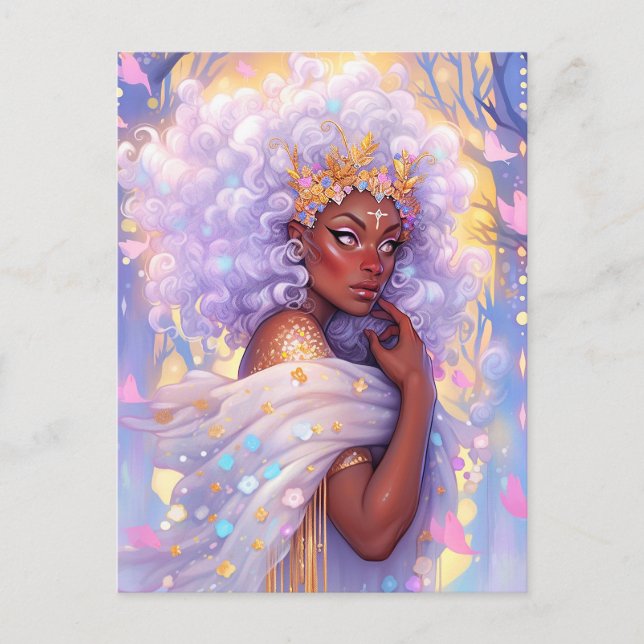 Fantasy Woman African American Art Vykort (Framsida)