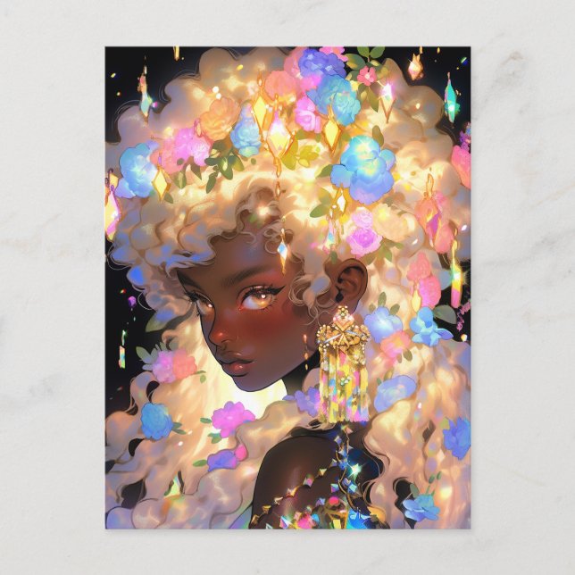 Fantasy Woman African American Art Vykort (Framsida)