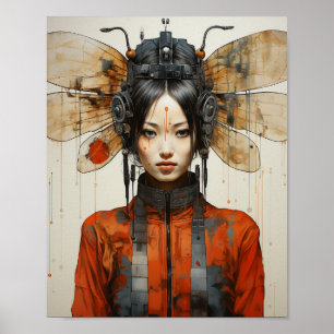 Fantasy Woman and Insekt Vingar Scifi AI Art Poster