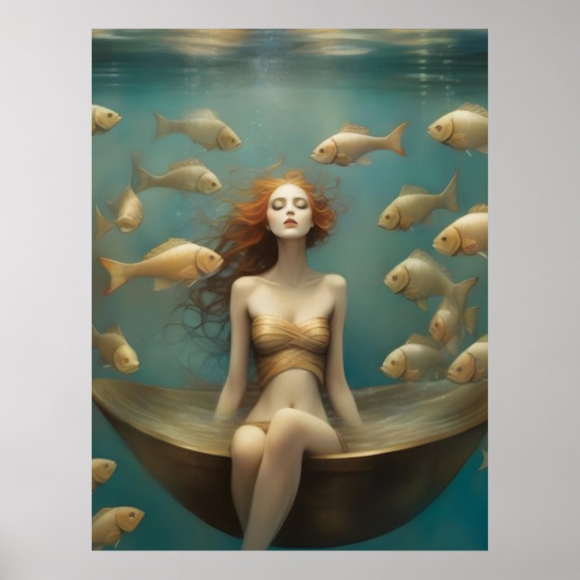 Fantasy Woman Bathing under Oceanen Poster (Framsidan)