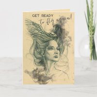 Fantasy Woman Bird skalle Vingar Surreal Art
