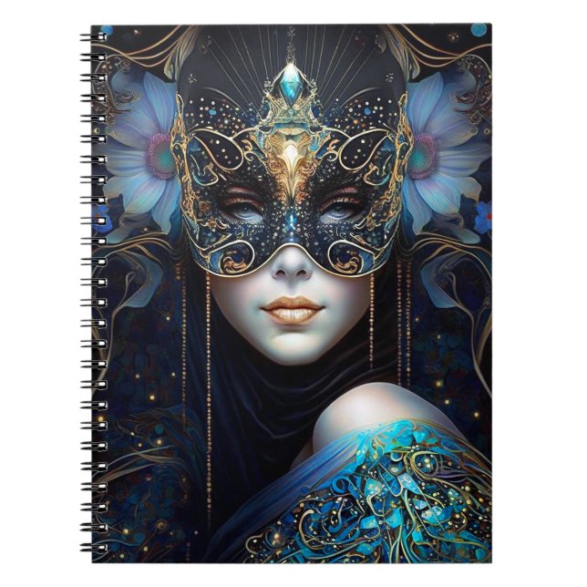 Fantasy Woman Wearing Mask Anteckningsbok (Framsidan)
