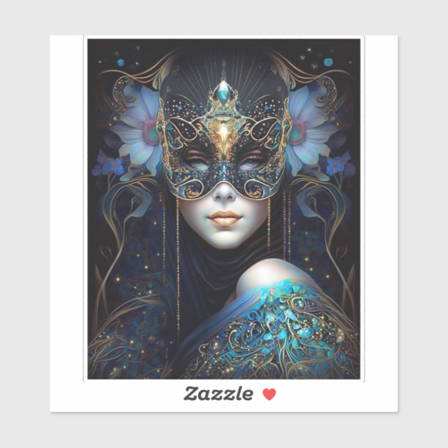 Fantasy Woman Wearing Mask Klistermärken (Ark)