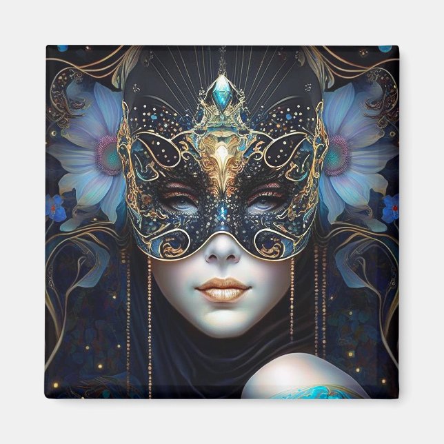 Fantasy Woman Wearing Mask Magnet (Framsidan)