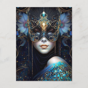 Fantasy Woman Wearing Mask Vykort