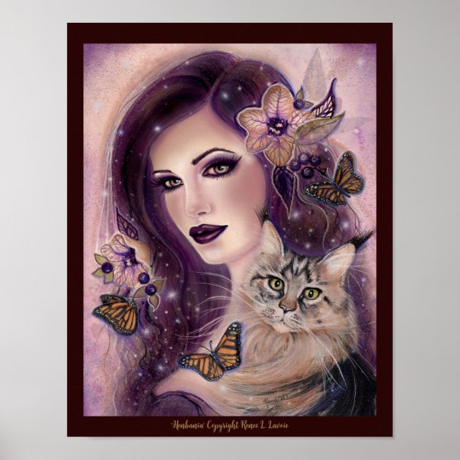 Fantasy Women with cat by Renee Lavoie Poster (Framsidan)