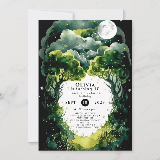 Fantasy Woodland Birthday Inbjudningar (Framsida)