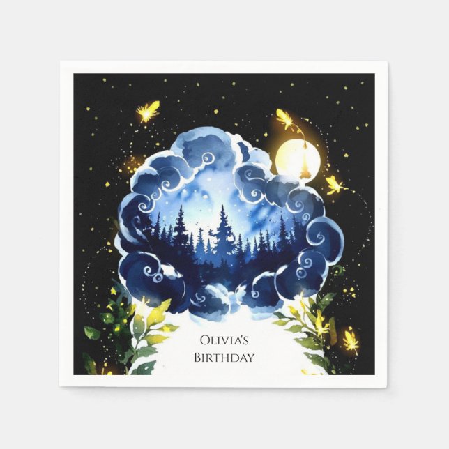 Fantasy Woodland Birthday Pappersservett (Framsidan)