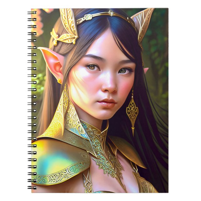 Fantasy Woodland Elf Notebook Anteckningsbok (Framsidan)