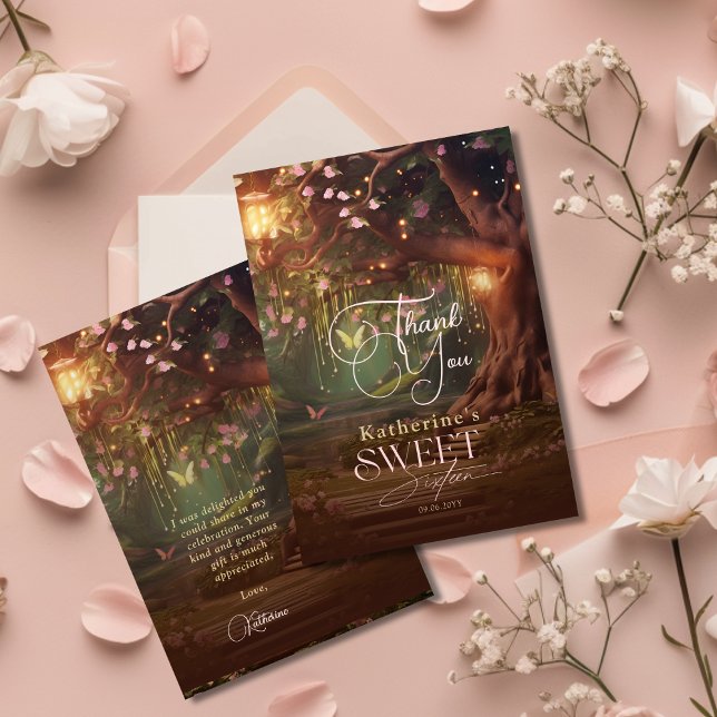 Fantasy Woodland Enchanted Forest Glow Sweet 16 Tack Kort (Skapare uppladdad)