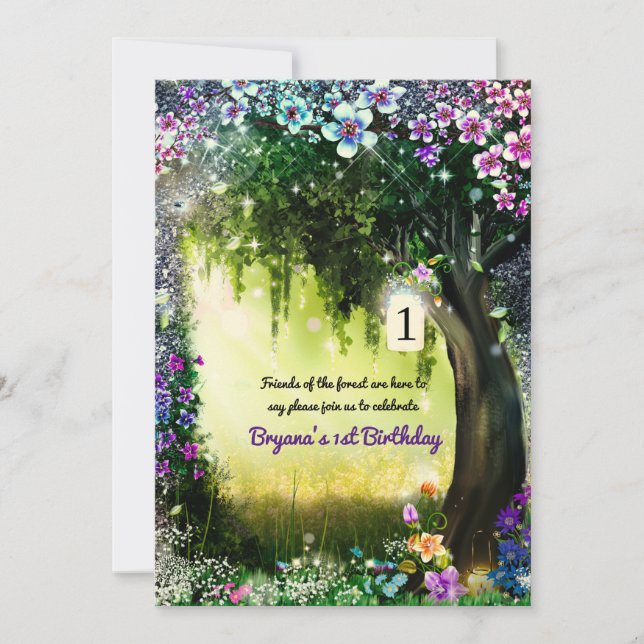 Fantasy Woodland Enchanted Glow Forest Flowers Inbjudningar (Framsida)