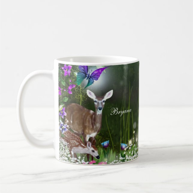 Fantasy woodland forest animals enchanged kaffemugg (Vänster)