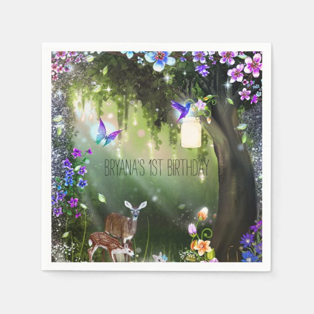Fantasy woodland forest animals enchanged party pappersservett (Framsidan)