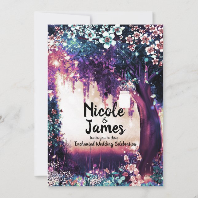 Fantasy Woodland Förtrollad Sommar Skog Bröllop I Inbjudningar (Framsida)