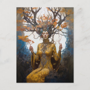 Fantasy Woodland Sorceress Magic Fantasy Vykort