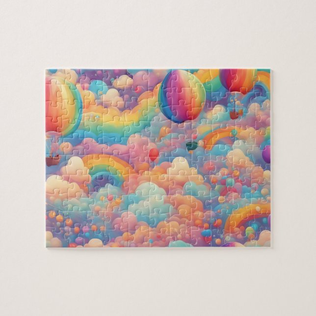 Fantasy World Colorful Watercolor Balloations Pussel (Horisontell)