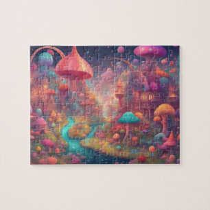 Fantasy World Colorful Watercolor Castle Pussel