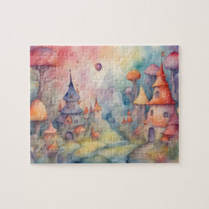 Fantasy World Colorful Watercolor Castle Pussel