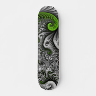 Fantasy World Grönt and Grått Abstrakt Fractal Art Mini Skateboard Bräda 18,5 Cm