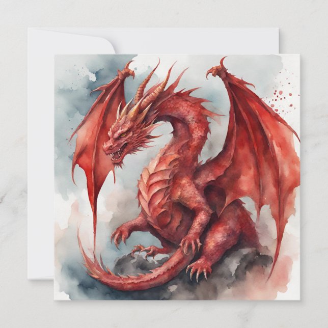 Fantasy World Red Dragon Abstrakt Kort (Framsida)