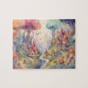Fantasy World Watercolor Colorful Castle Pussel
