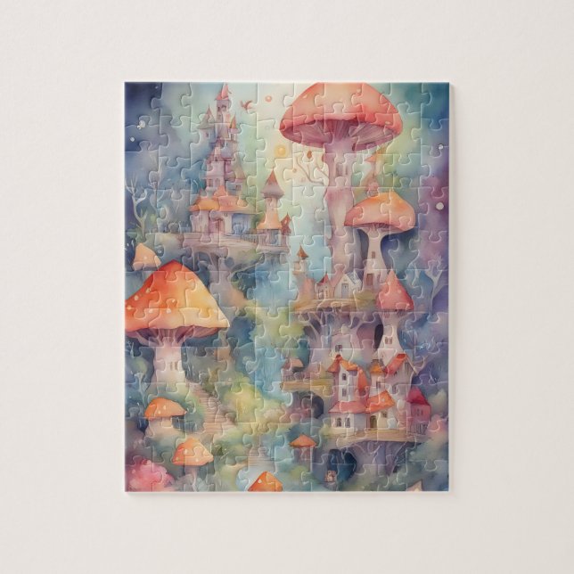 Fantasy World Watercolor Colorful Castle Pussel (Vertikal)