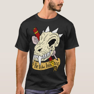 Fantasy Writer Dungeon Keeper Dragon Skull och pen T Shirt